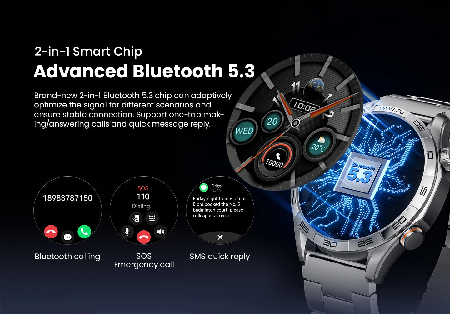Solar 5 Voice Calling Smartwatch 1.58'' AMOLED Display 60Hz Smart Watch