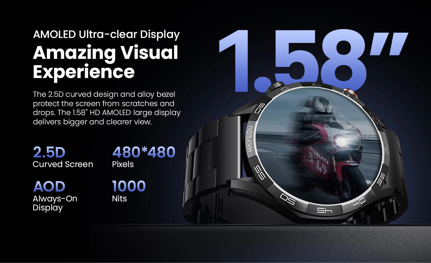 Solar 5 Voice Calling Smartwatch 1.58'' AMOLED Display 60Hz Smart Watch