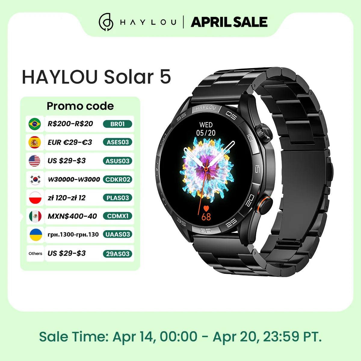 Solar 5 Voice Calling Smartwatch 1.58'' AMOLED Display 60Hz Smart Watch