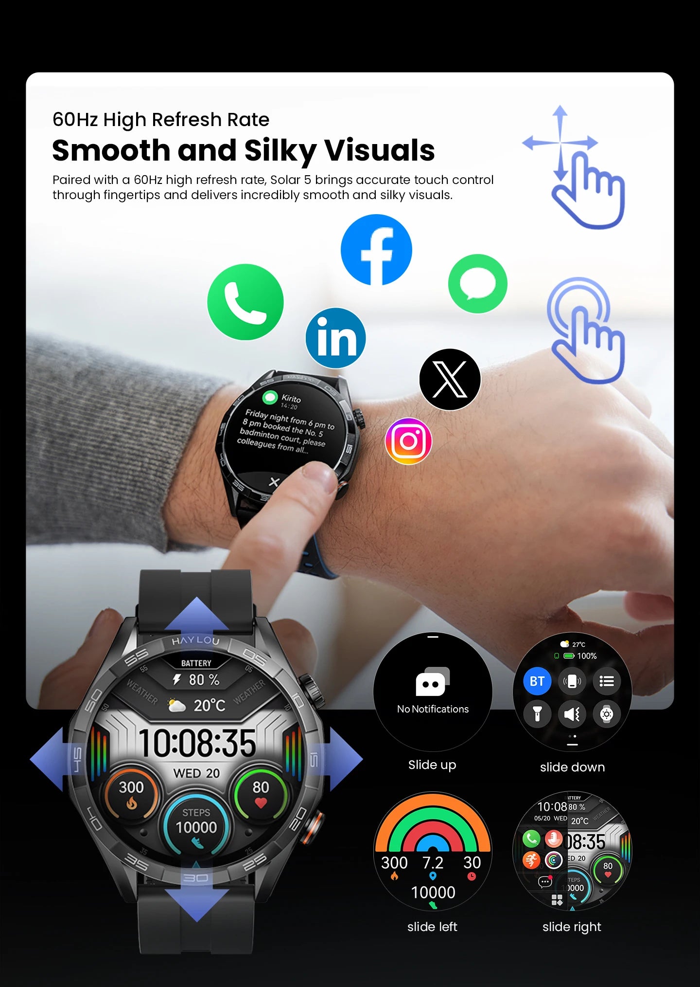 Solar 5 Voice Calling Smartwatch 1.58'' AMOLED Display 60Hz Smart Watch